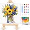 Flower Framed Paint by Numbers Kit for Adults Beginner & Kids Ages 8-12, Flowers Paint by Number Without Easel, DIY Adult Paint by Numbers Sunflower for Home Wall Decor Gift 10x 10 inch
